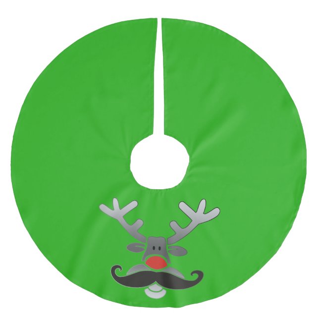 Red Nosed with Moustache Brushed Polyester Tree Skirt (Front)