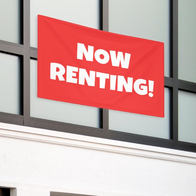 Red Now Renting Banner (Outside Building)