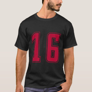 Red Number 16 Team Junior Sports Numbered Uniform T-Shirt