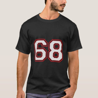 Red Number 68 Sports Player Jersey Fun Game Winner T-Shirt