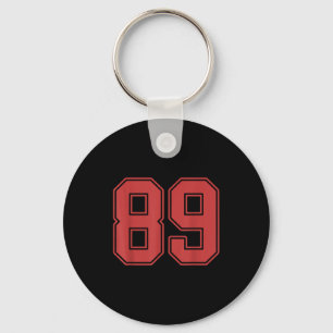 Red Number 89 Jersey Player Uniform #89 Key Ring