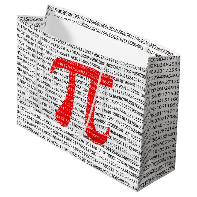 Red Number pi is a mathematical constant symbol Large Gift Bag (Front Angled)