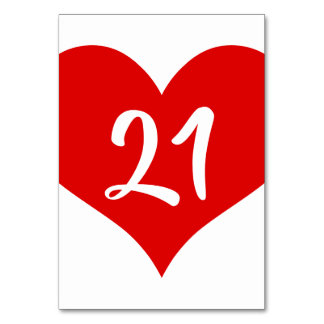 Red Numbered Heart Table Number