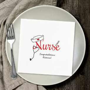 RED Nurse graduation dinner decor BSN RN LPN Napkin