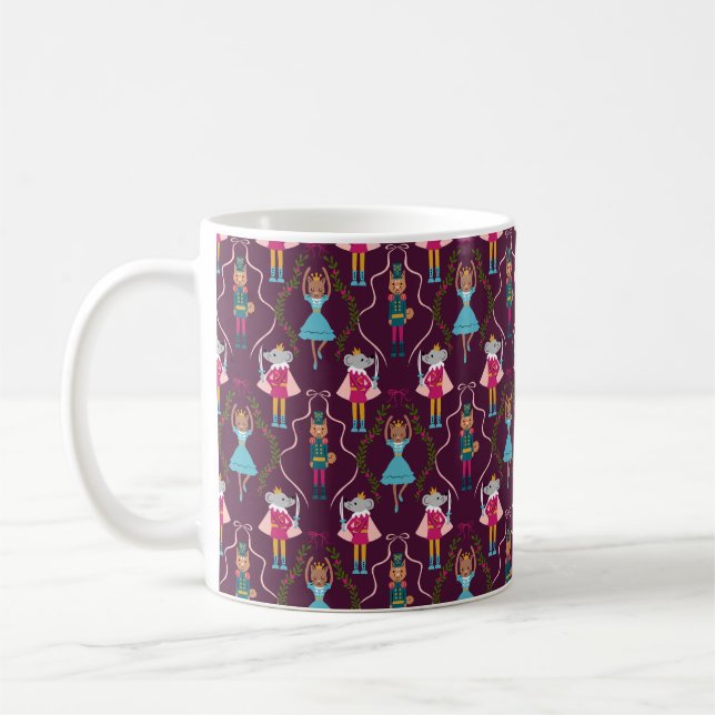 Red Nutcracker Cat Dog Pattern Coffee Mug (Left)