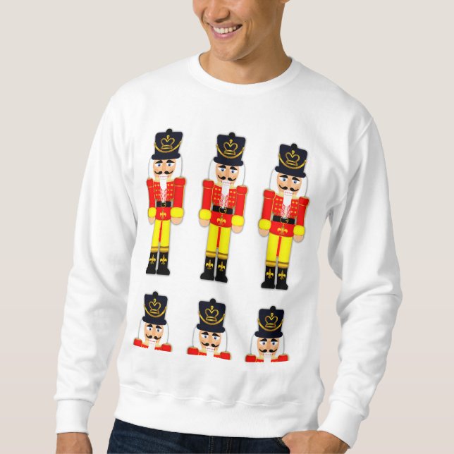Red Nutcracker Christmas Basic Sweatshirt, White Sweatshirt (Front)