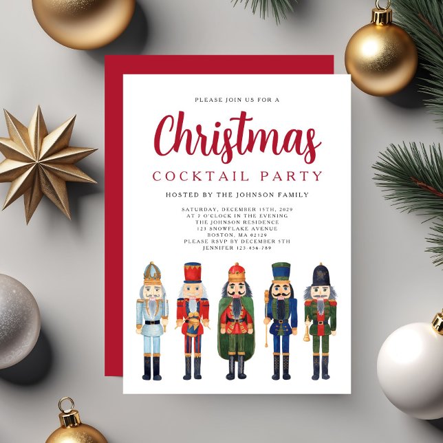 Red Nutcracker Christmas Cocktail Party Invitation (Red Nutcracker Christmas Cocktail Party Invitation)