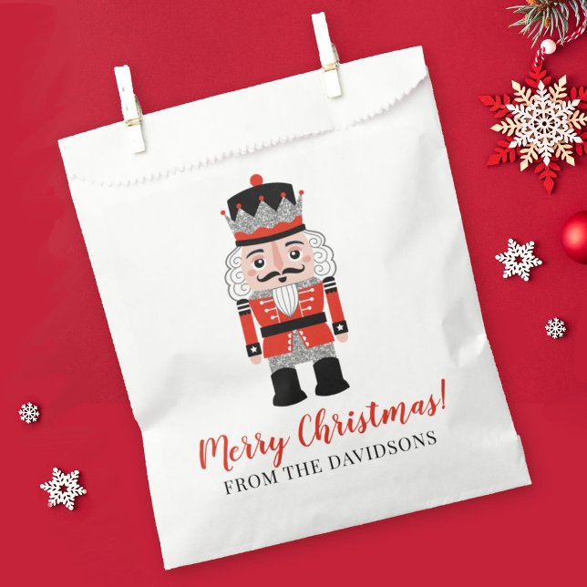 Red Nutcracker Christmas Holiday Party Favour Bags (A cute bag for your Christmas holiday party favors.)