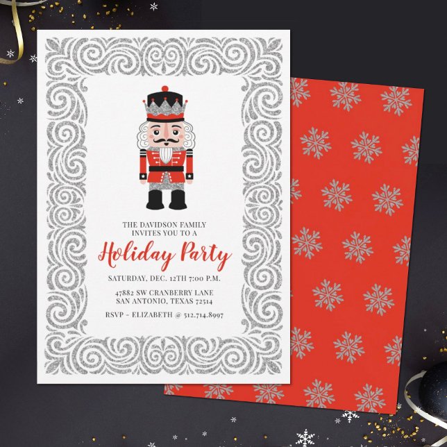 Red Nutcracker Christmas Holiday Party Invitation (Creator Uploaded)