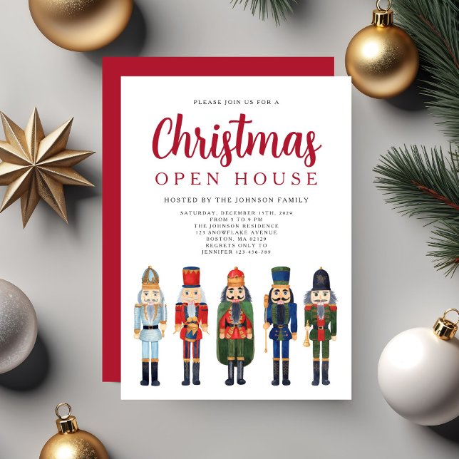 Red Nutcracker Christmas Open House Invitation (Red Nutcracker Christmas Open House Invitation)