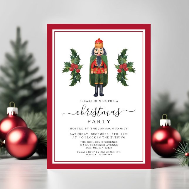 Red Nutcracker Christmas Party Invitation (Red Nutcracker Christmas Party Invitation)