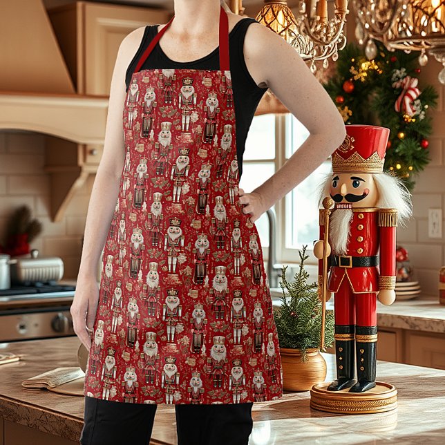 Red nutcrackers pattern Christmas Apron (Creator Uploaded)
