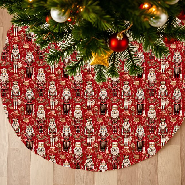 Red nutcrackers pattern Christmas Brushed Polyester Tree Skirt (Creator Uploaded)