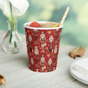 Red nutcrackers pattern Christmas Paper Cups