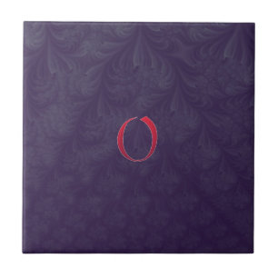 Red ‘O’ on purple embossed effect 3D fractal. Tile