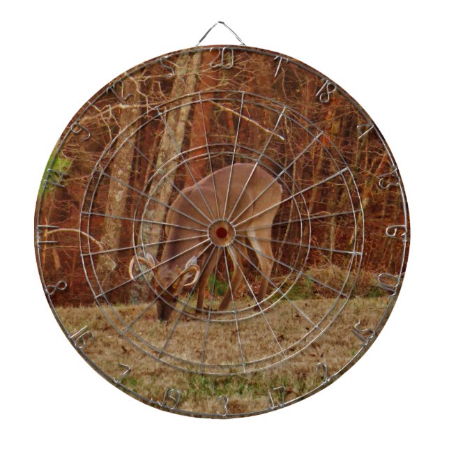 Red Oak Camouflage Stag Buck Deer Feeding Dartboard (Front)