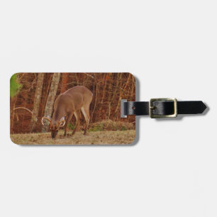 Red Oak Camouflage Stag Buck Deer Feeding Luggage Tag
