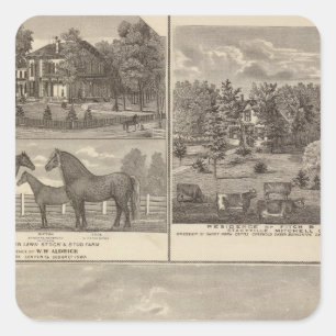 Red Oak farm & residence, Centre Tp Square Sticker