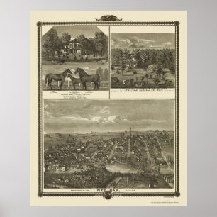 Red Oak, IA Panoramic Map - 1875 Poster