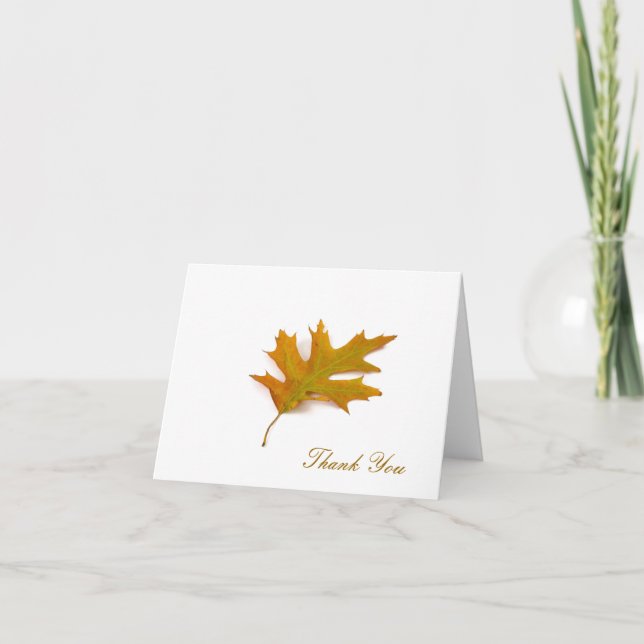 Red Oak Leaf by Petr Kratochvil, Thank You Note Card (Front)
