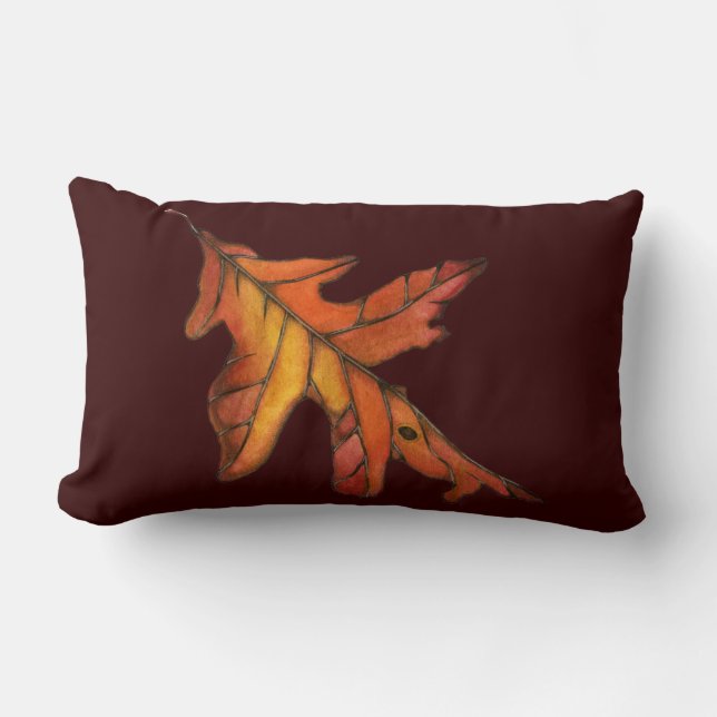 Red Oak Leaf Lumbar Pillow (Front)