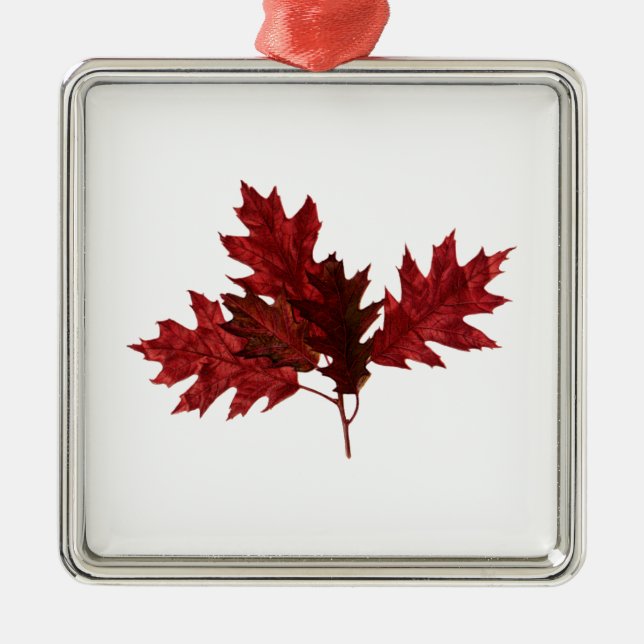 Red Oak Leaves Metal Tree Decoration (Front)