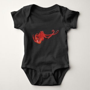 Red octopus baby bodysuit