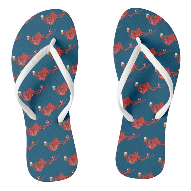 Red Octopus Beer Lover Jandals (Footbed)