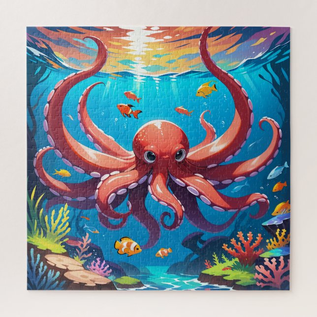 Red octopus jigsaw puzzle (Vertical)