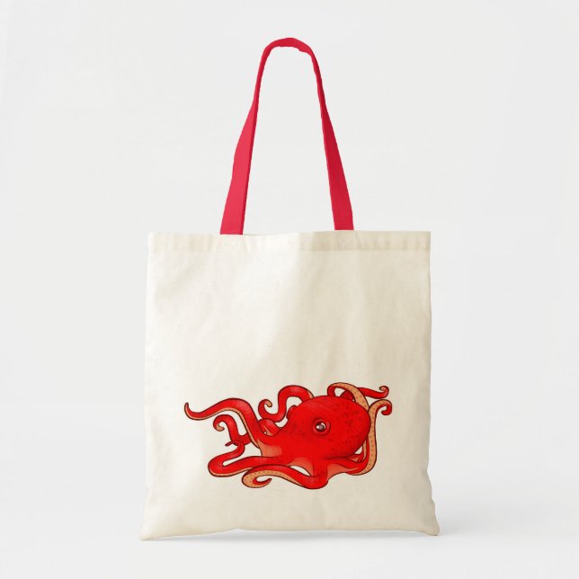 Red Octopus Tote Bag (Front)