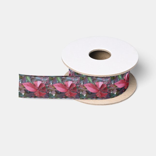 Red of autumn satin ribbon (Spool)
