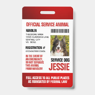 Red Official Service Animal ID Badge