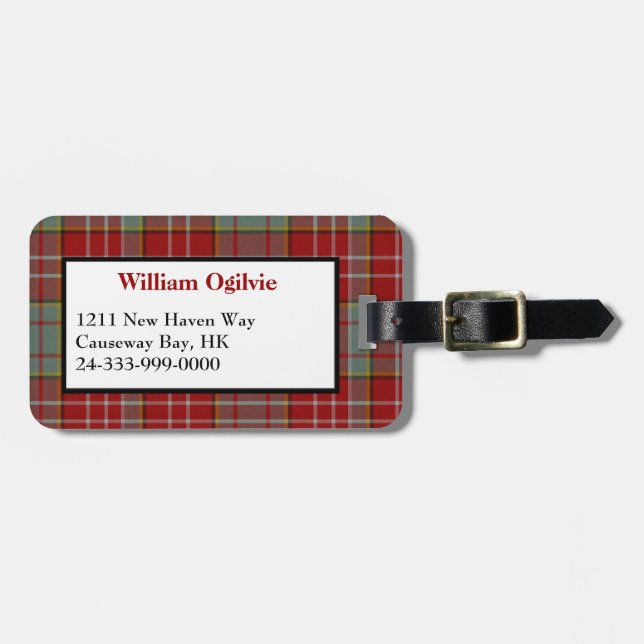 Red Ogilvie Tartan Plaid Luggage Tag (Front Horizontal)