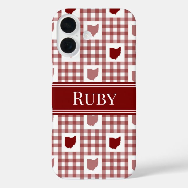 Red Ohio Gingham Case-Mate iPhone Case (Back)