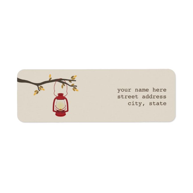 Red Oil Lantern Camping Address Label - Fall (Front)