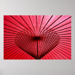 Red oil-paper umbrella poster
