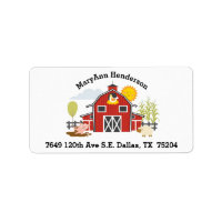 Red Old Macdonald Farm Barn Return Address Label