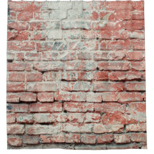 Red old worn brick wall texture background. Vintag Shower Curtain