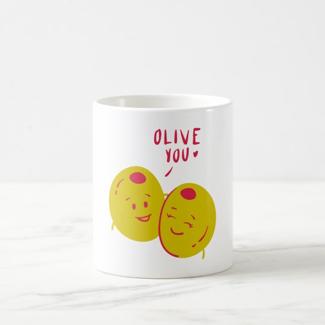 Red Olive You Valentines Day Coffee Mug (Center)