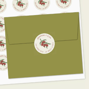 Red Olives on a Branch Elegant Envelope Seal