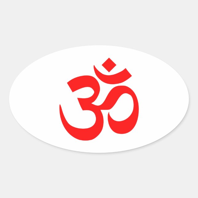 Red Om Symbol Oval Sticker (Front)