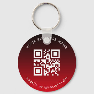 Red Ombre Add Custom Business Qr Code Scan Key Ring