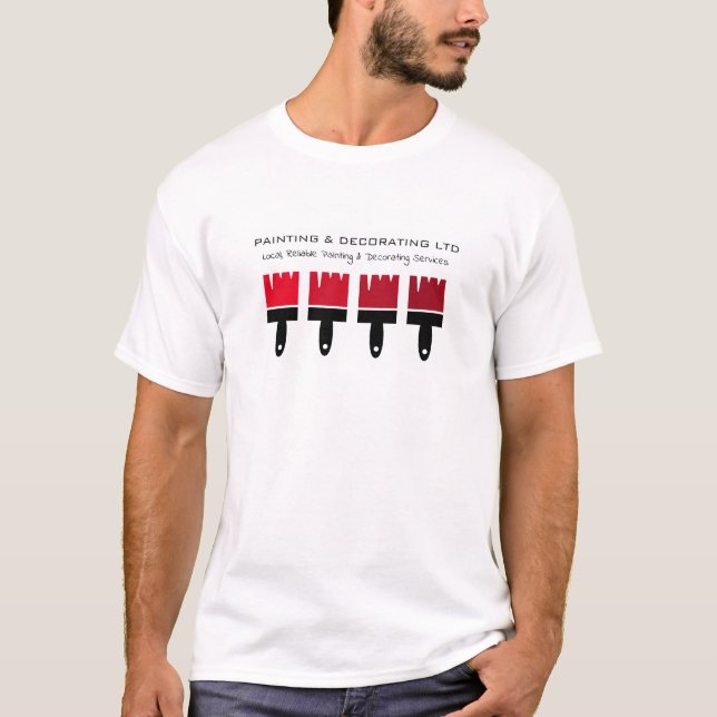Red Ombre Brushes, Painter & Decorator Advert T-Shirt (Front)