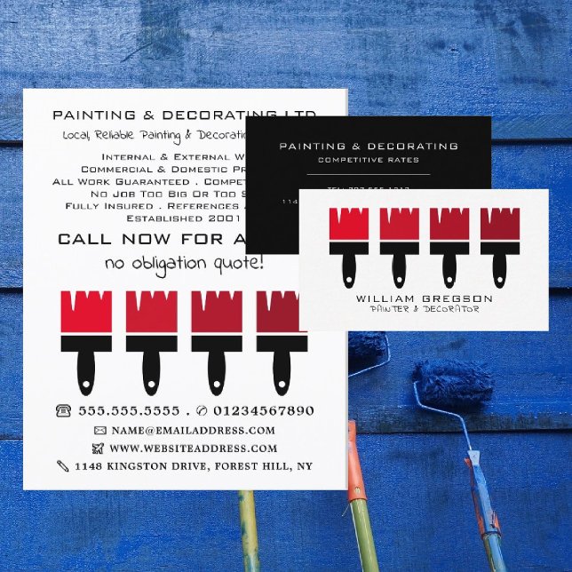 Red Ombre Brushes, Painter & Decorator Advertising Flyer (Creator Uploaded)