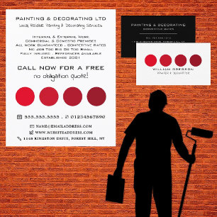 Red Ombre Circles, Painter & Decorator Business Card