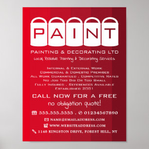 Red Ombre, Paint Buckets, Painter & Decorator Poster