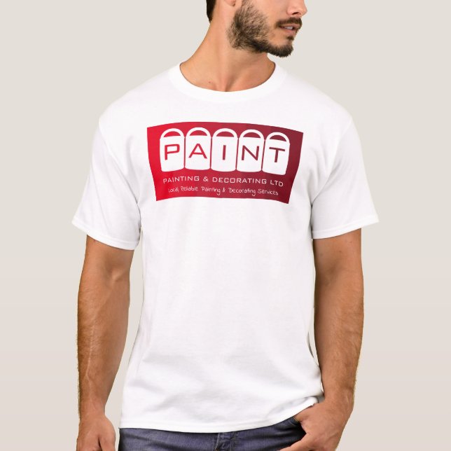 Red Ombre, Paint Buckets, Painter & Decorator T-Shirt (Front)