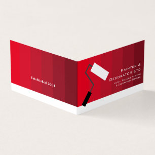 Red Ombre & Paint Roller, Painter & Decorator Business Card