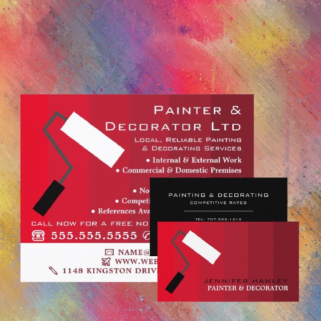 Red Ombre & Paint Roller, Painter & Decorator Flyer (Creator Uploaded)