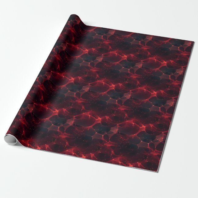 Red on Black Abstract  Wrapping Paper (Unrolled)